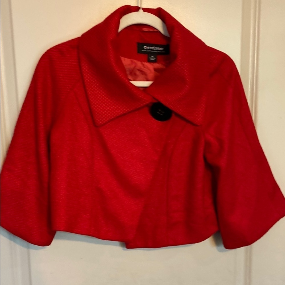 CoffeeShop Vibrant Red Buttoned Jacket